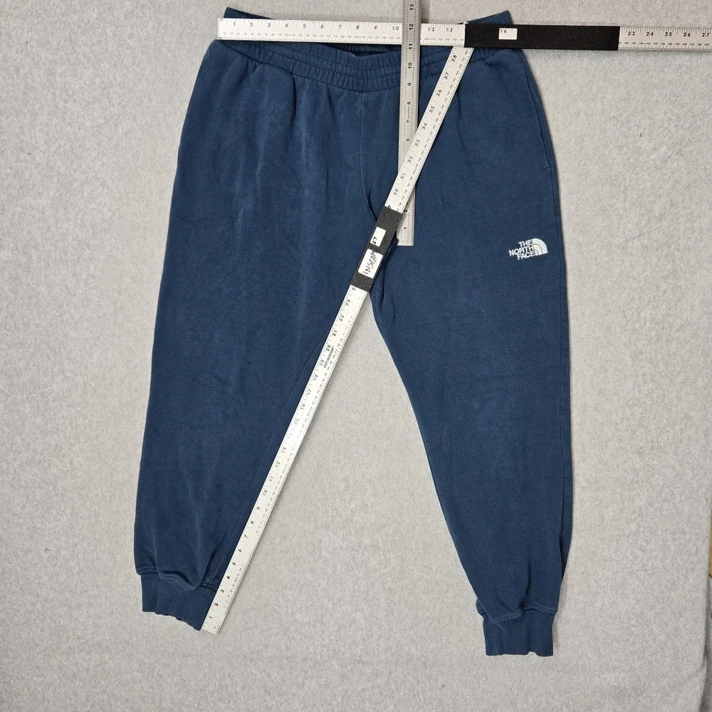 The North Face Men Activewear Pants L/G Blue Sweatpants Fleece Logo